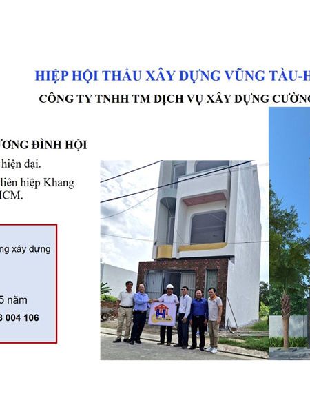 Ban điều hành Hiệp hội thầu xây dựng Vũng Tàu-Hồ Chí Minh thăm và trao Logo biểu tượng của HHXD VT-HCM đến Ông. VƯƠNG ĐÌNH HỘI đại diện nhà thầu xây dựng CÔNG TY TNHH XD-TM DỊCH VỤ TRƯỜNG THÀNH - thành viên Hiệp hội